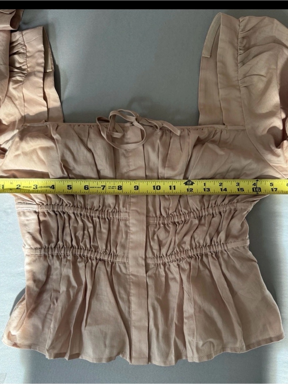 J Crew Smocked Crop Top Size 10 Puff Sleeve Square Neck Blush NWT - Picture 5 of 8